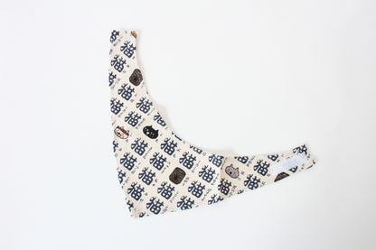 Japanese Cat Bandana – “Neko” Kanji & Cat Faces Pattern