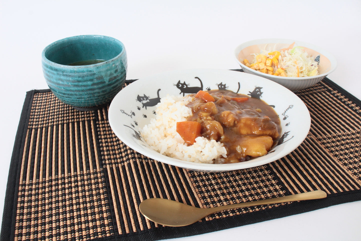 Mino ware Japanese Ceramics Large Round Plate Black Walking Cats made in Japan