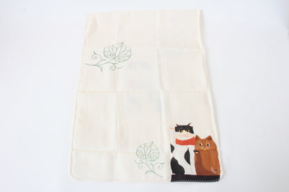 Double Gauze Fluffy Tenugui Hand Towel Happy Cat Aoi Beckoning Cat 100% cotton made in Japan