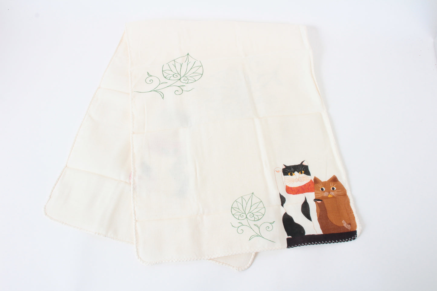 Double Gauze Fluffy Tenugui Hand Towel Happy Cat Aoi Beckoning Cat 100% cotton made in Japan