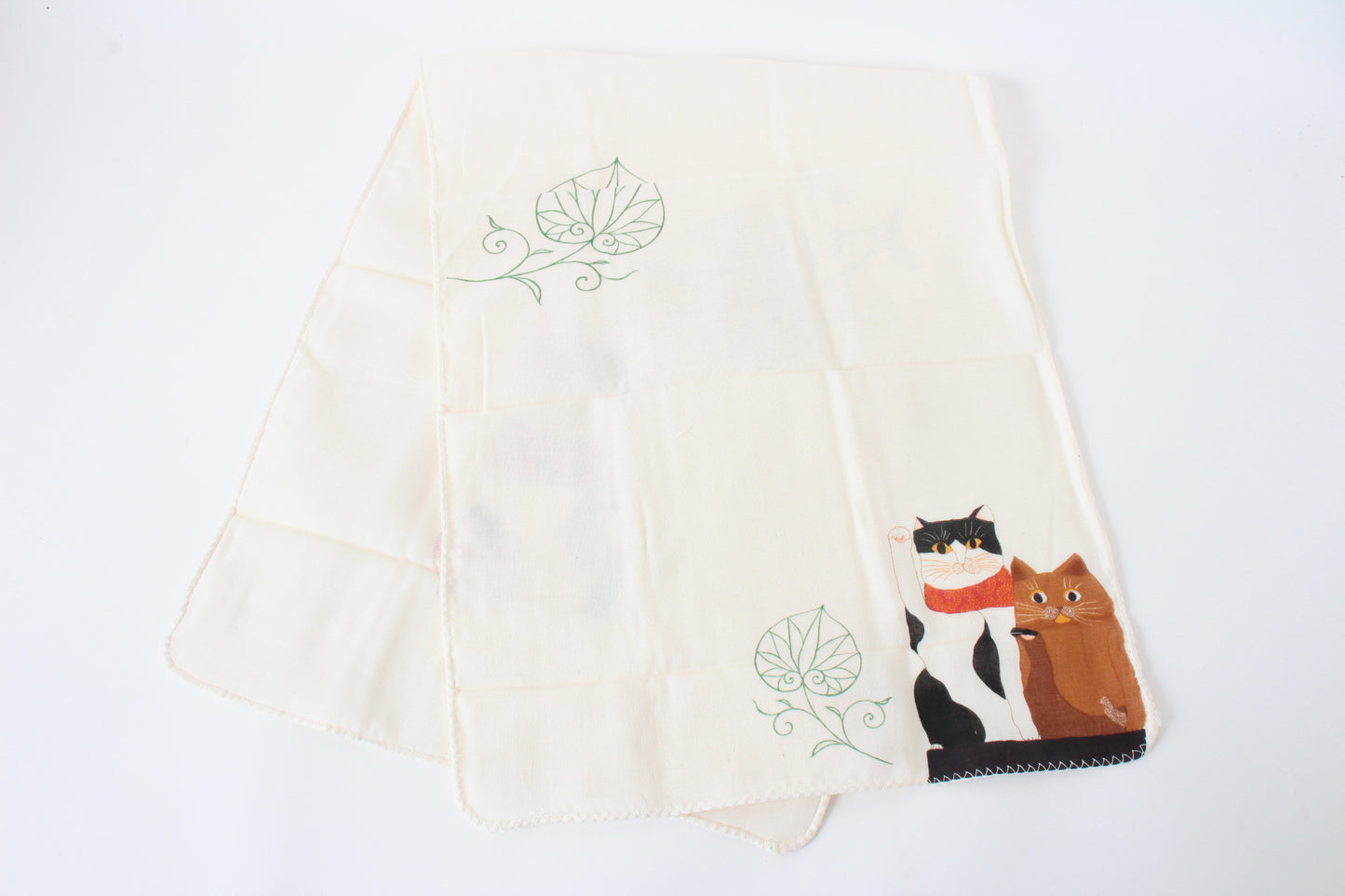 Double Gauze Fluffy Tenugui Hand Towel Happy Cat Aoi Beckoning Cat 100% cotton made in Japan