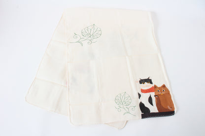 Double Gauze Fluffy Tenugui Hand Towel Happy Cat Aoi Beckoning Cat 100% cotton made in Japan