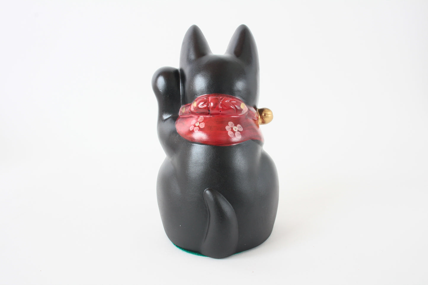 Seto ware Ceramics Manekineko Statue Beckoning Cat Black Cat with left paw raised Ancient Mikawa Style 6.5in made in Japan