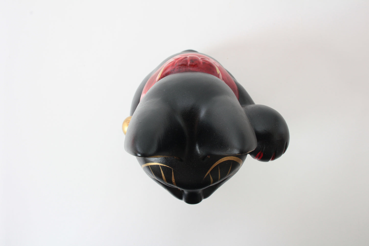 Seto ware Ceramics Manekineko Statue Beckoning Cat Black Cat with left paw raised Ancient Mikawa Style 6.5in made in Japan