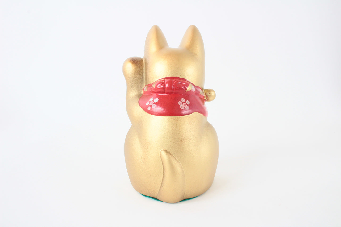 Seto ware Ceramics Manekineko Statue Beckoning Cat Gold Cat with left paw raised Ancient Mikawa Style 6.5in made in Japan