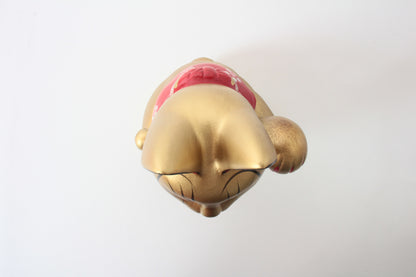 Seto ware Ceramics Manekineko Statue Beckoning Cat Gold Cat with left paw raised Ancient Mikawa Style 6.5in made in Japan