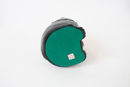 Seto ware Ceramics Manekineko Statue Beckoning Cat Black Cat with left paw raised Ancient Taisho Style 7.7in made in Japan