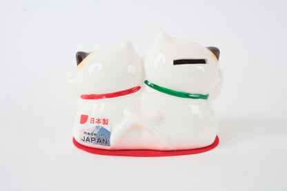 Seto ware Ceramics Manekineko Statue Beckoning Cat Smiling Cat Family White 2.6in made in Japan