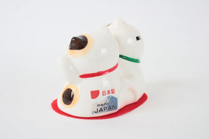Seto ware Ceramics Manekineko Statue Beckoning Cat Smiling Cat Family White 2.6in made in Japan