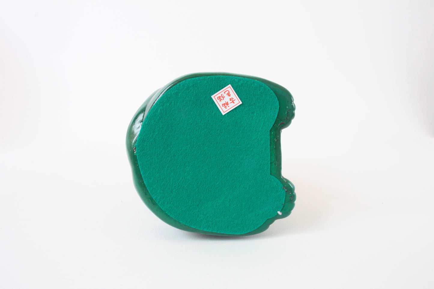 Seto ware Ceramics Manekineko Statue Beckoning Cat Karakusa Green & Red with right paw raised Ancient Taisho Style 7.7in made in Japan