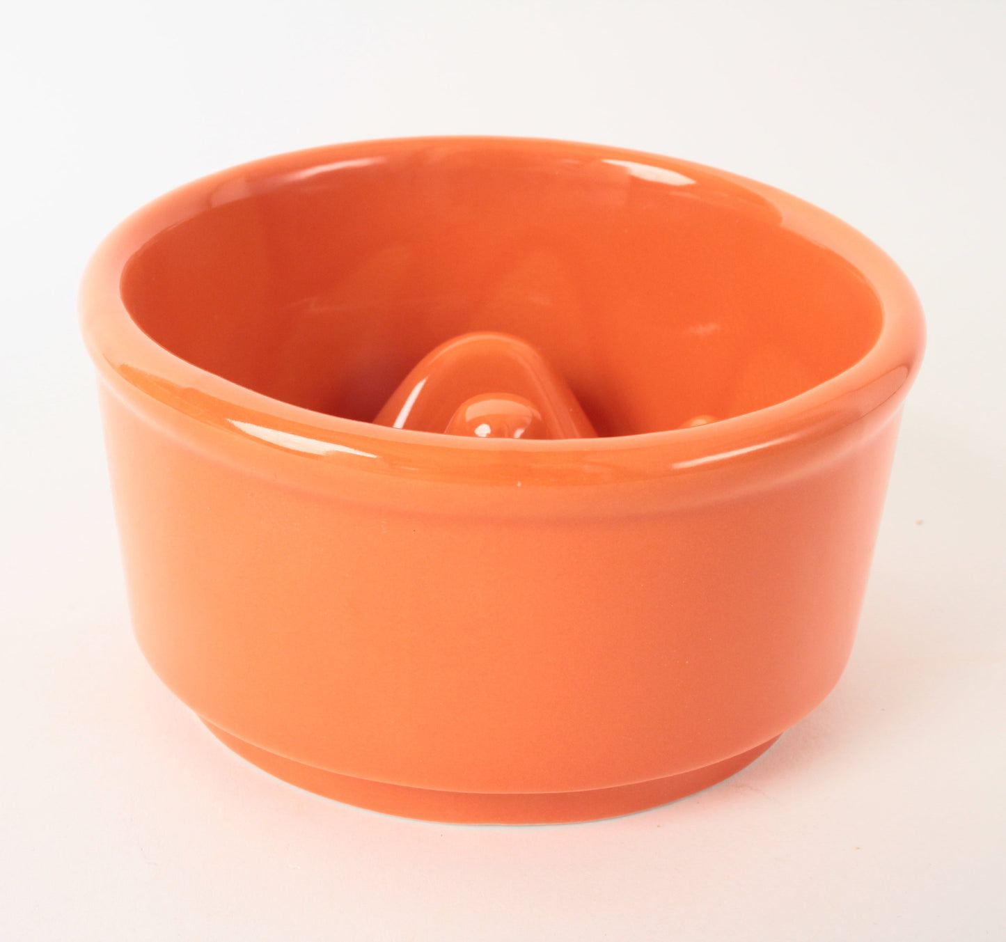 Mino ware Japanese Ceramics Cat Food Bowl Food Vessel Diagonal shape Orange w/Protrusions to Prevent Fast Eating Made in Japan