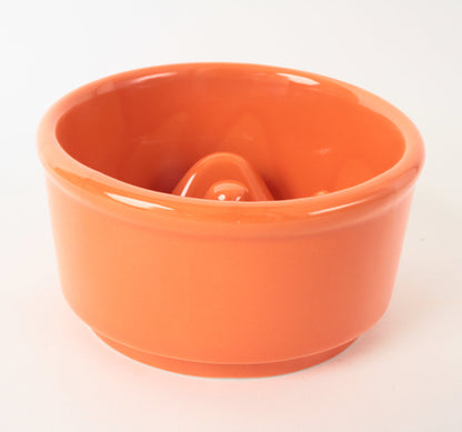 Mino ware Japanese Ceramics Cat Food Bowl Food Vessel Diagonal shape Orange w/Protrusions to Prevent Fast Eating Made in Japan