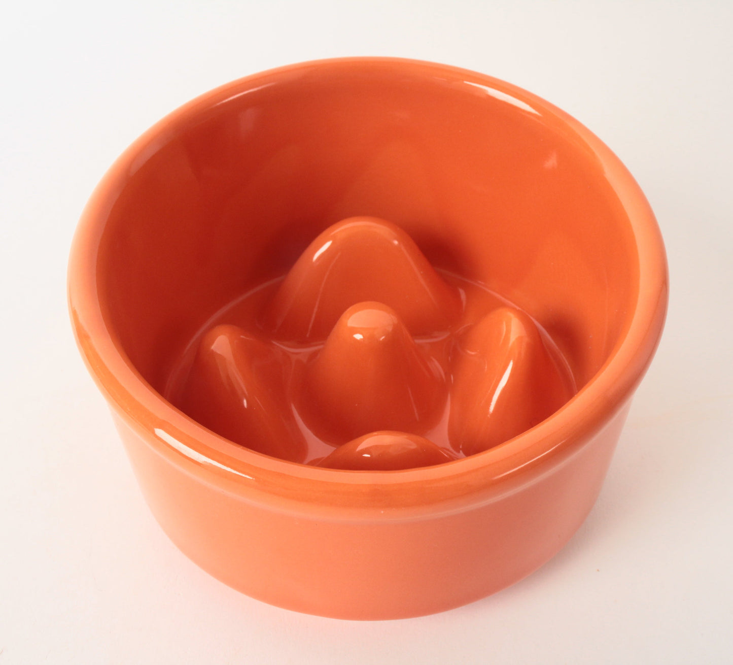Mino ware Japanese Ceramics Cat Food Bowl Food Vessel Diagonal shape Orange w/Protrusions to Prevent Fast Eating Made in Japan