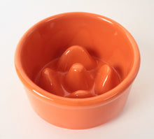 Mino ware Japanese Ceramics Cat Food Bowl Food Vessel Diagonal shape Orange w/Protrusions to Prevent Fast Eating Made in Japan