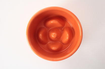 Mino ware Japanese Ceramics Cat Food Bowl Food Vessel Diagonal shape Orange w/Protrusions to Prevent Fast Eating Made in Japan