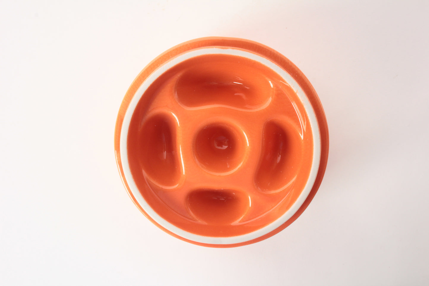 Mino ware Japanese Ceramics Cat Food Bowl Food Vessel Diagonal shape Orange w/Protrusions to Prevent Fast Eating Made in Japan