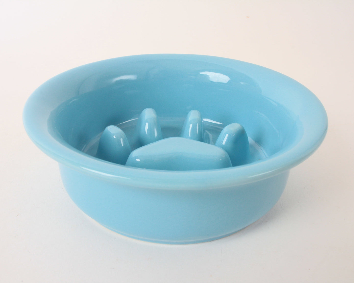 Mino ware Japanese Ceramics Cat Food Bowl Food Vessel Flat Turkish Blue w/Protrusions to Prevent Fast Eating Made in Japan