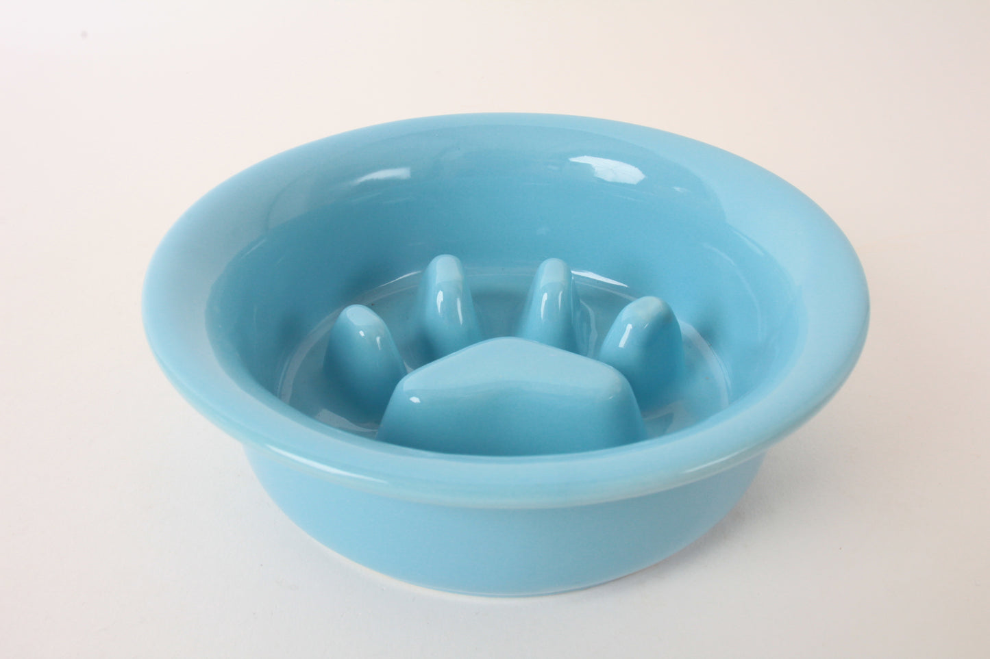 Mino ware Japanese Ceramics Cat Food Bowl Food Vessel Flat Turkish Blue w/Protrusions to Prevent Fast Eating Made in Japan