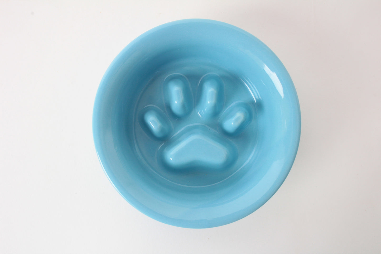 Mino ware Japanese Ceramics Cat Food Bowl Food Vessel Flat Turkish Blue w/Protrusions to Prevent Fast Eating Made in Japan