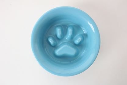 Mino ware Japanese Ceramics Cat Food Bowl Food Vessel Flat Turkish Blue w/Protrusions to Prevent Fast Eating Made in Japan