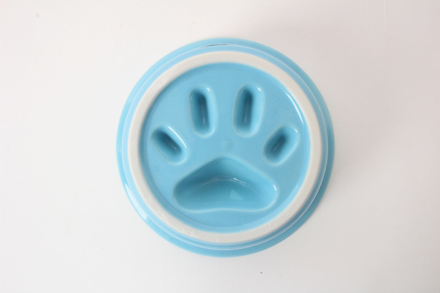 Mino ware Japanese Ceramics Cat Food Bowl Food Vessel Flat Turkish Blue w/Protrusions to Prevent Fast Eating Made in Japan