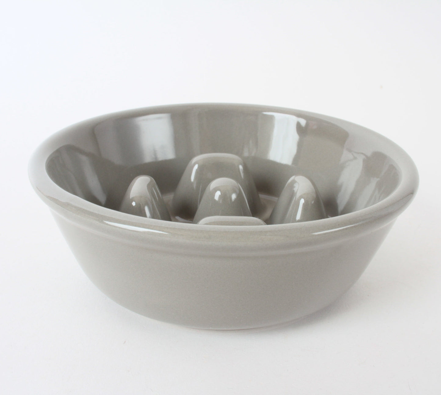 Mino ware Japanese Ceramics Cat Food Bowl Food Vessel Flat Gray w/Protrusions to Prevent Fast Eating Made in Japan