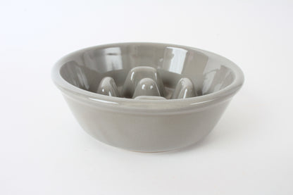 Mino ware Japanese Ceramics Cat Food Bowl Food Vessel Flat Gray w/Protrusions to Prevent Fast Eating Made in Japan