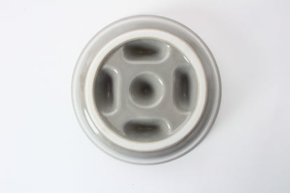 Mino ware Japanese Ceramics Cat Food Bowl Food Vessel Flat Gray w/Protrusions to Prevent Fast Eating Made in Japan