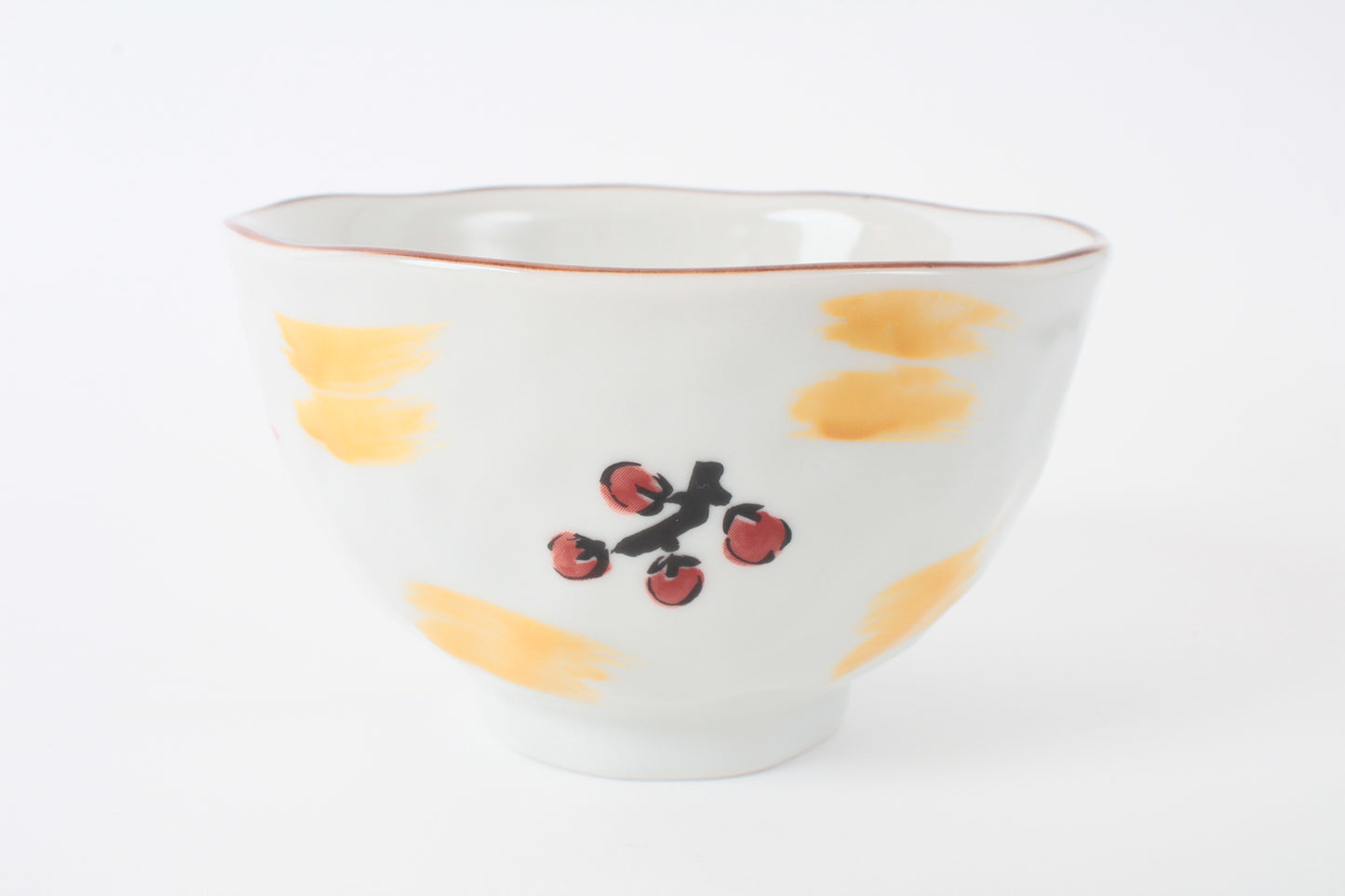 Mino ware Japanese Ceramics Hand-Drawn Rice Bowl Cat and Plum Flowers Red made in Japan