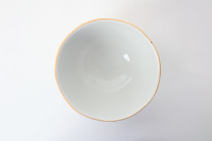 Mino ware Japanese Ceramics Hand-Drawn Rice Bowl Thanks w/ Cat & Flowers made in Japan