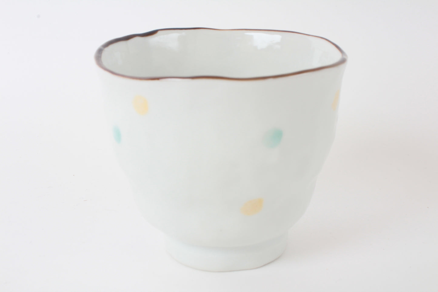 Mino ware Japanese Ceramic Hand-Drawn Yunomi Chawan Tea Cup Thanks Cat & Flowers Made in Japan