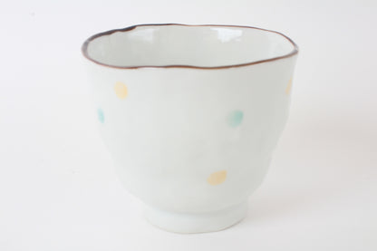 Mino ware Japanese Ceramic Hand-Drawn Yunomi Chawan Tea Cup Thanks Cat & Flowers Made in Japan