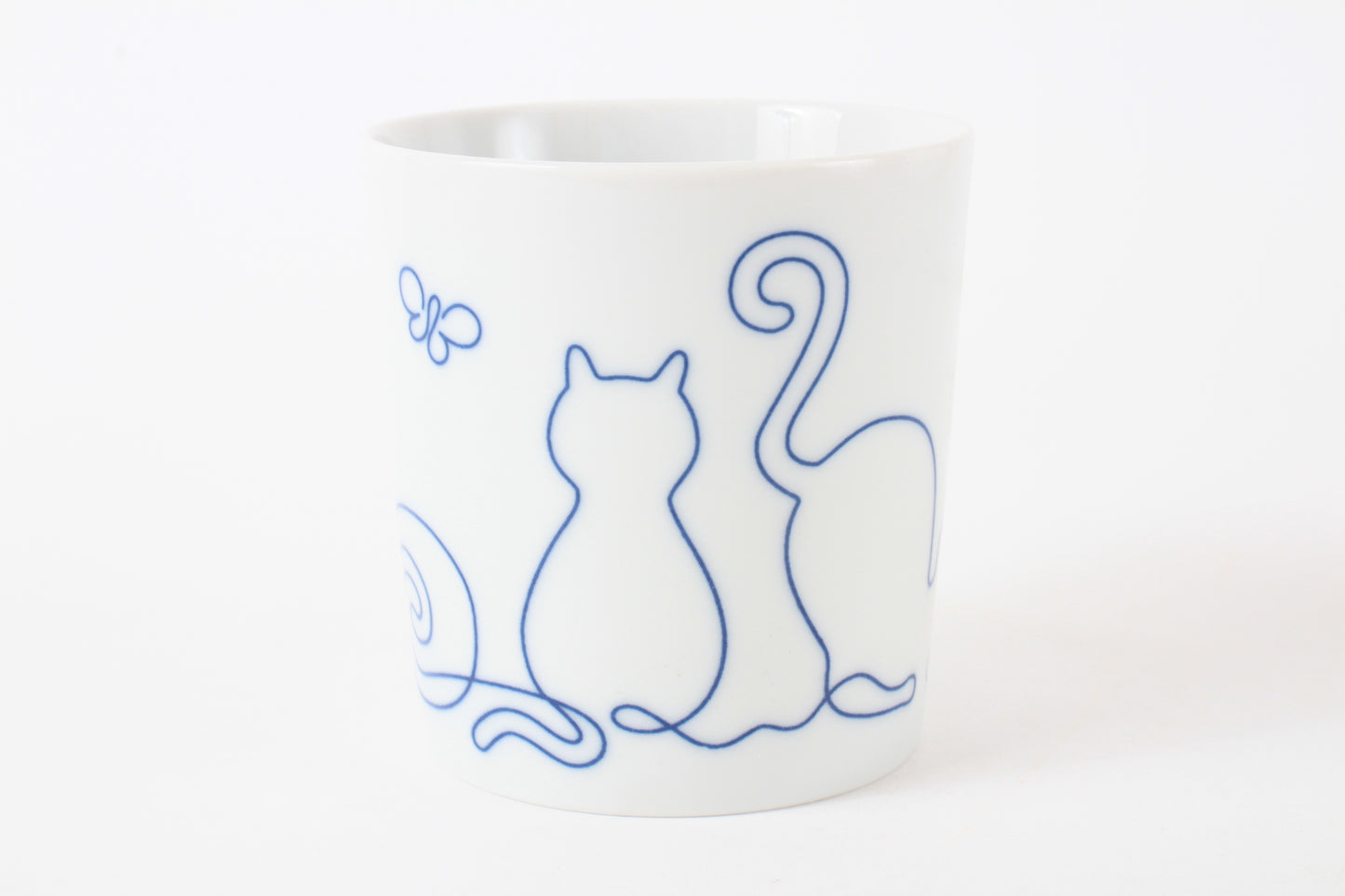 Mino ware Japanese Ceramics Mug Cup Wire Art Cat Blue made in Japan