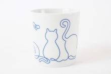 Mino ware Japanese Ceramics Mug Cup Wire Art Cat Blue made in Japan