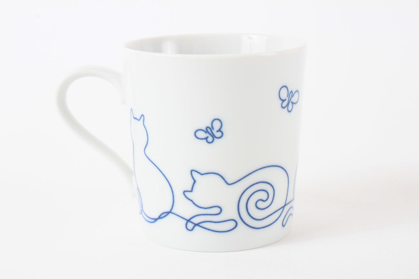Mino ware Japanese Ceramics Mug Cup Wire Art Cat Blue made in Japan
