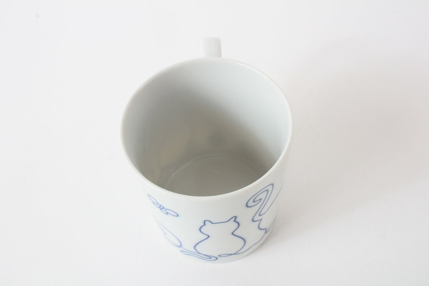 Mino ware Japanese Ceramics Mug Cup Wire Art Cat Blue made in Japan