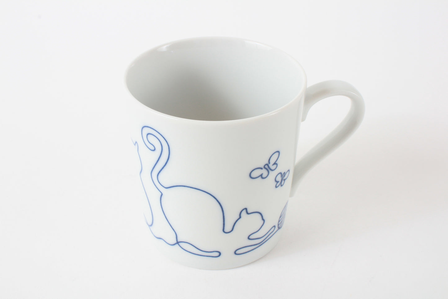 Mino ware Japanese Ceramics Mug Cup Wire Art Cat Blue made in Japan