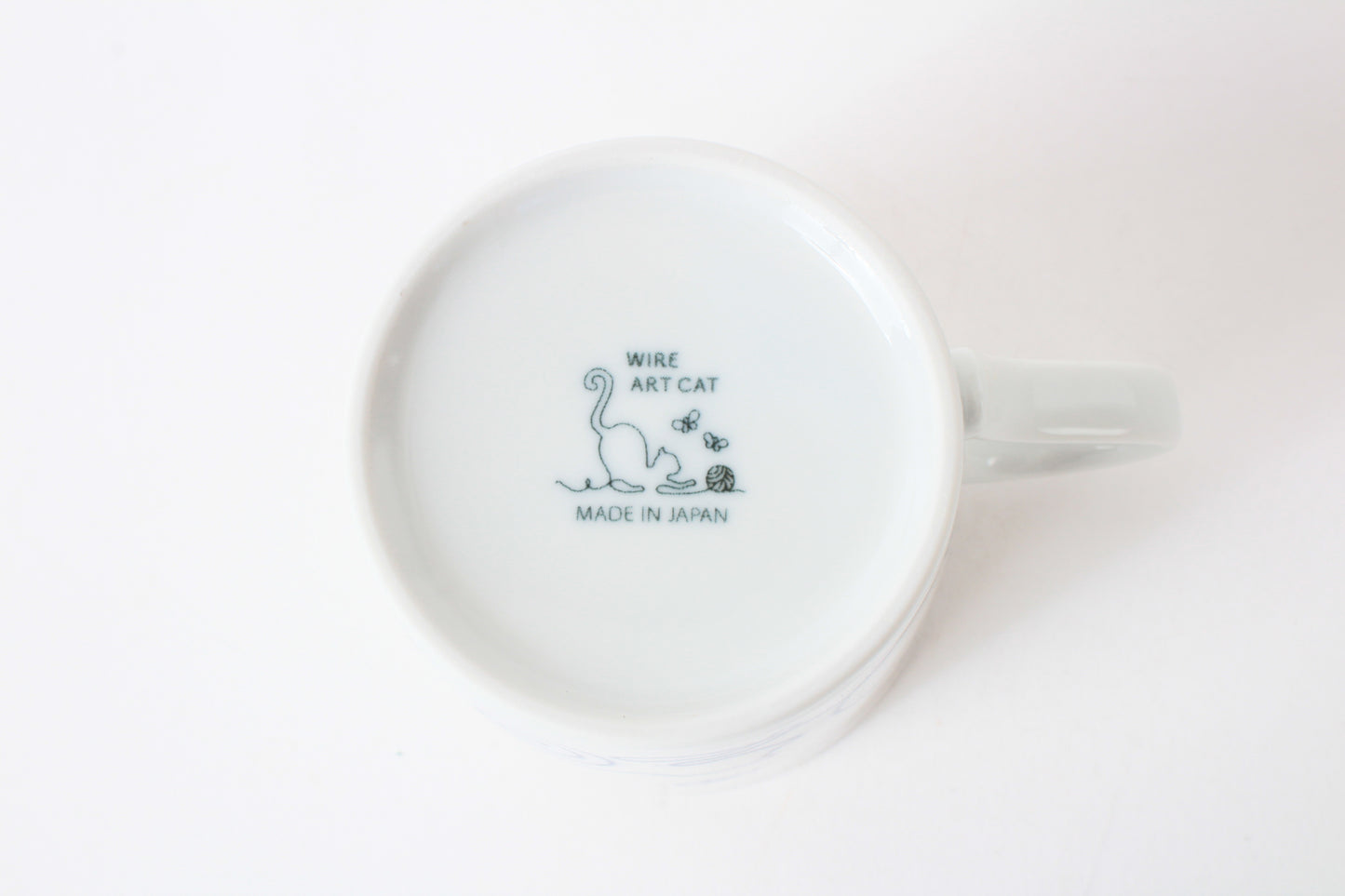 Mino ware Japanese Ceramics Mug Cup Wire Art Cat Blue made in Japan