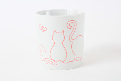 Mino ware Japanese Ceramics Mug Cup Wire Art Cat Red made in Japan
