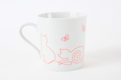 Mino ware Japanese Ceramics Mug Cup Wire Art Cat Red made in Japan