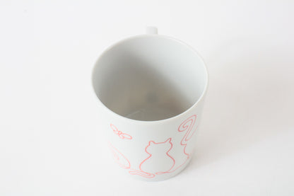 Mino ware Japanese Ceramics Mug Cup Wire Art Cat Red made in Japan