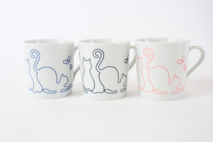 Mino ware Japanese Ceramics Mug Cup Wire Art Cat Red made in Japan