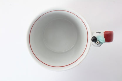 Mino Ware Japanese Ceramic Mug Cup Cat on the handle Blue Big Wave & Mt.Fuji and Plum Flowers Katsushika Hokusai Made in Japan