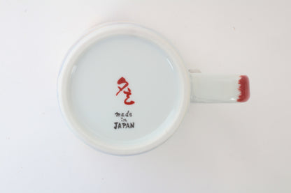 Mino Ware Japanese Ceramic Mug Cup Cat on the handle Blue Big Wave & Mt.Fuji and Plum Flowers Katsushika Hokusai Made in Japan