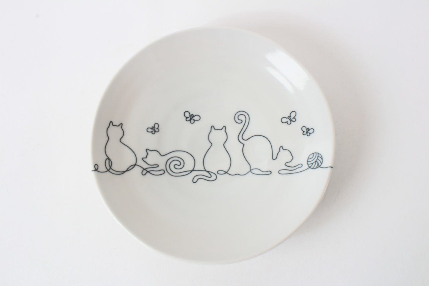 【2pcs set】Mino ware Japanese Ceramics Pair Plate Wire Art Cat Black Set of Two made in japan