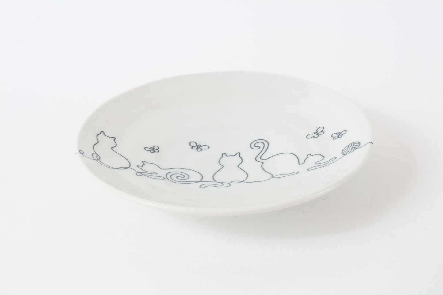 【2pcs set】Mino ware Japanese Ceramics Pair Plate Wire Art Cat Black Set of Two made in japan