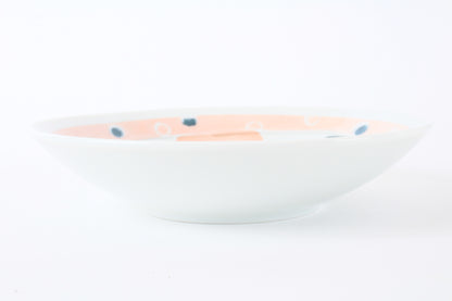 Mino ware Japanese Ceramics Large Round Plate Sleeping Cats Apricot Pink Made in Japan