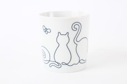 Mino ware Japanese Ceramics Mug Cup Wire Art Cat Black made in Japan