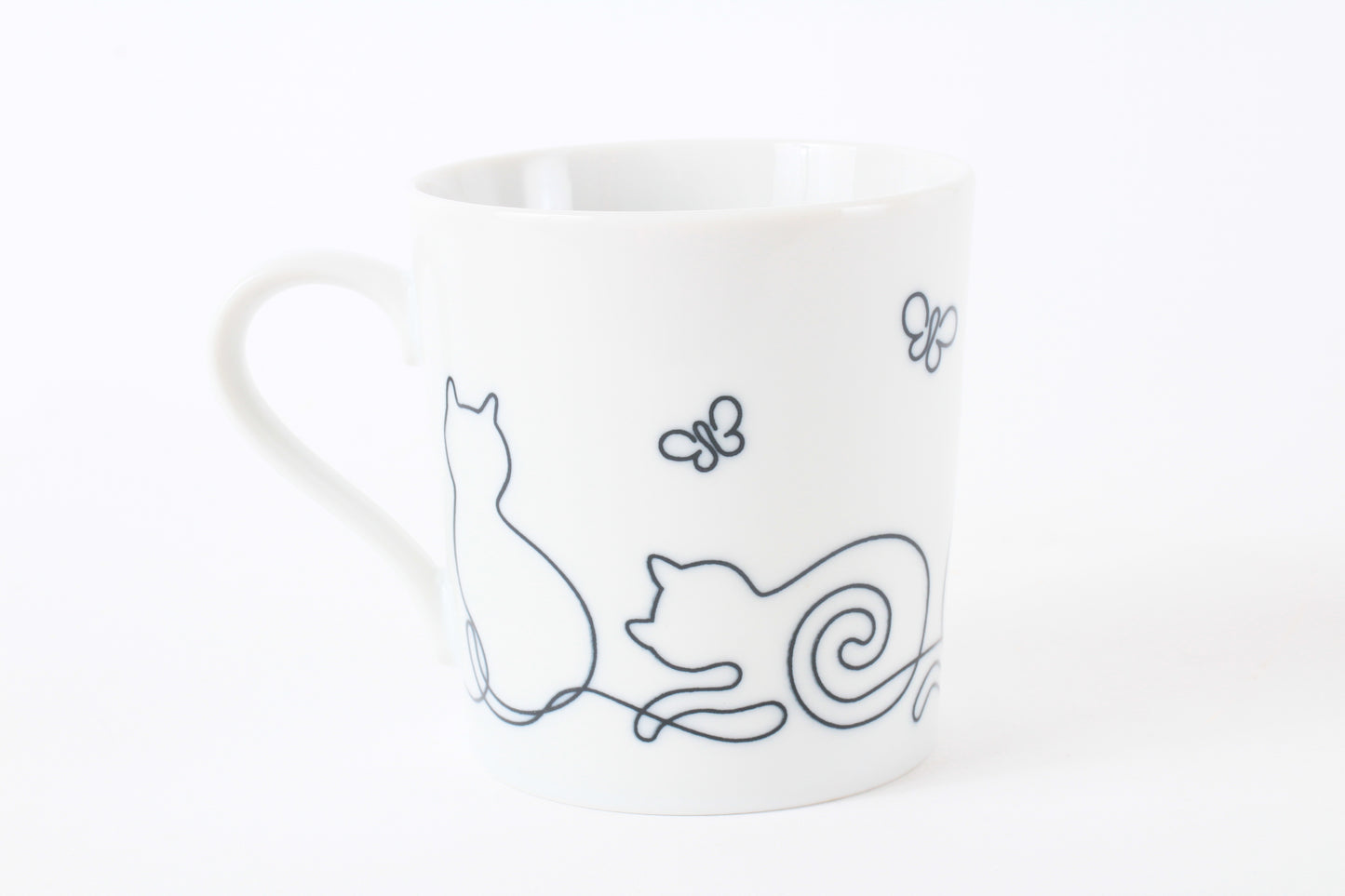 Mino ware Japanese Ceramics Mug Cup Wire Art Cat Black made in Japan