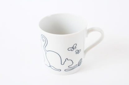 Mino ware Japanese Ceramics Mug Cup Wire Art Cat Black made in Japan